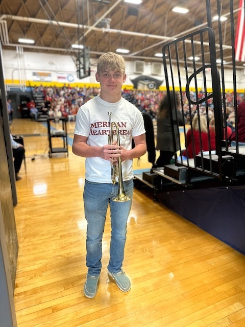 Braydon Olmstead, one of the trumpets on Taps